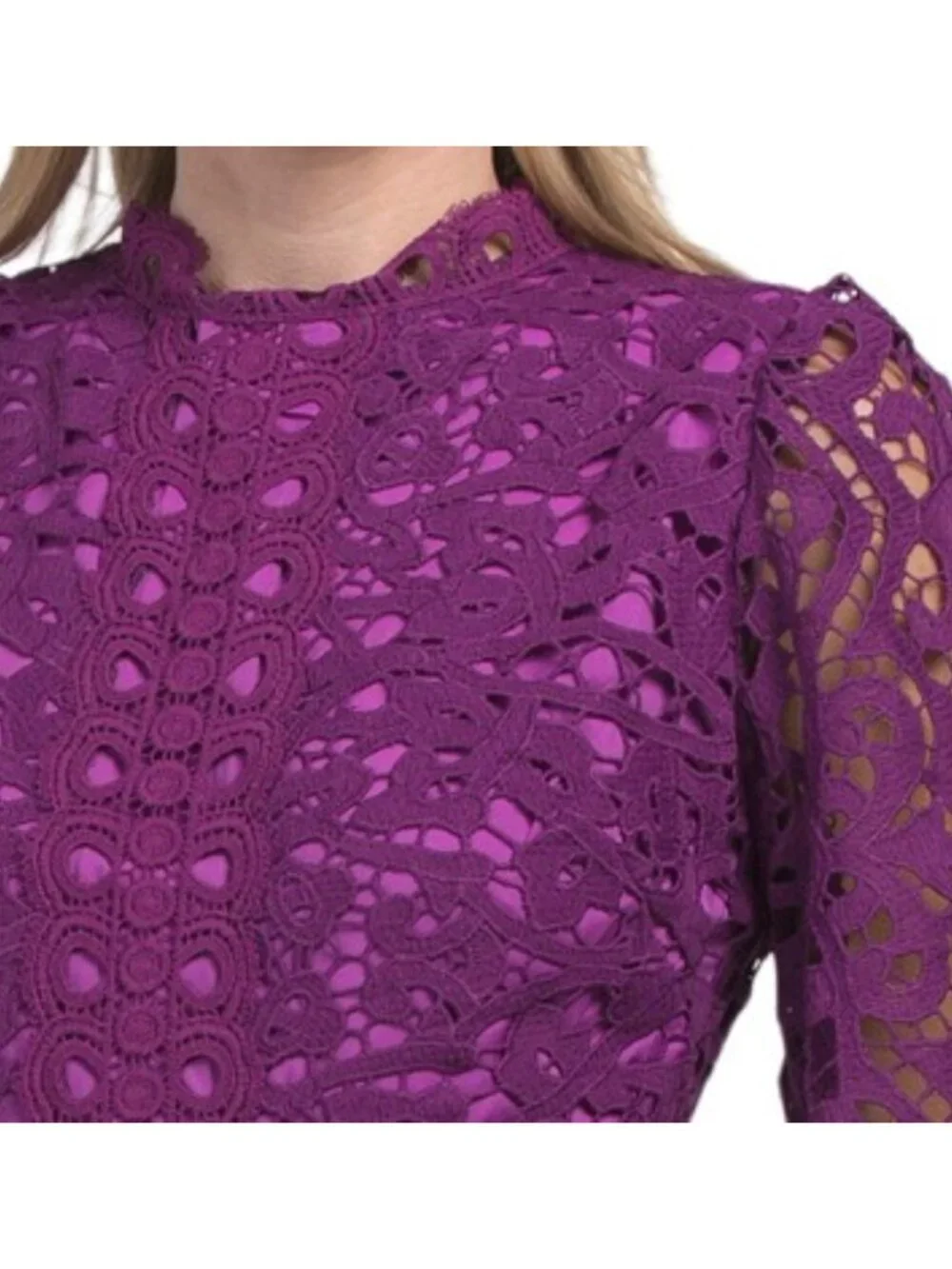 DALIA MACPHEE Long Sleeve Lace Midi Dress - Picture 3 of 6